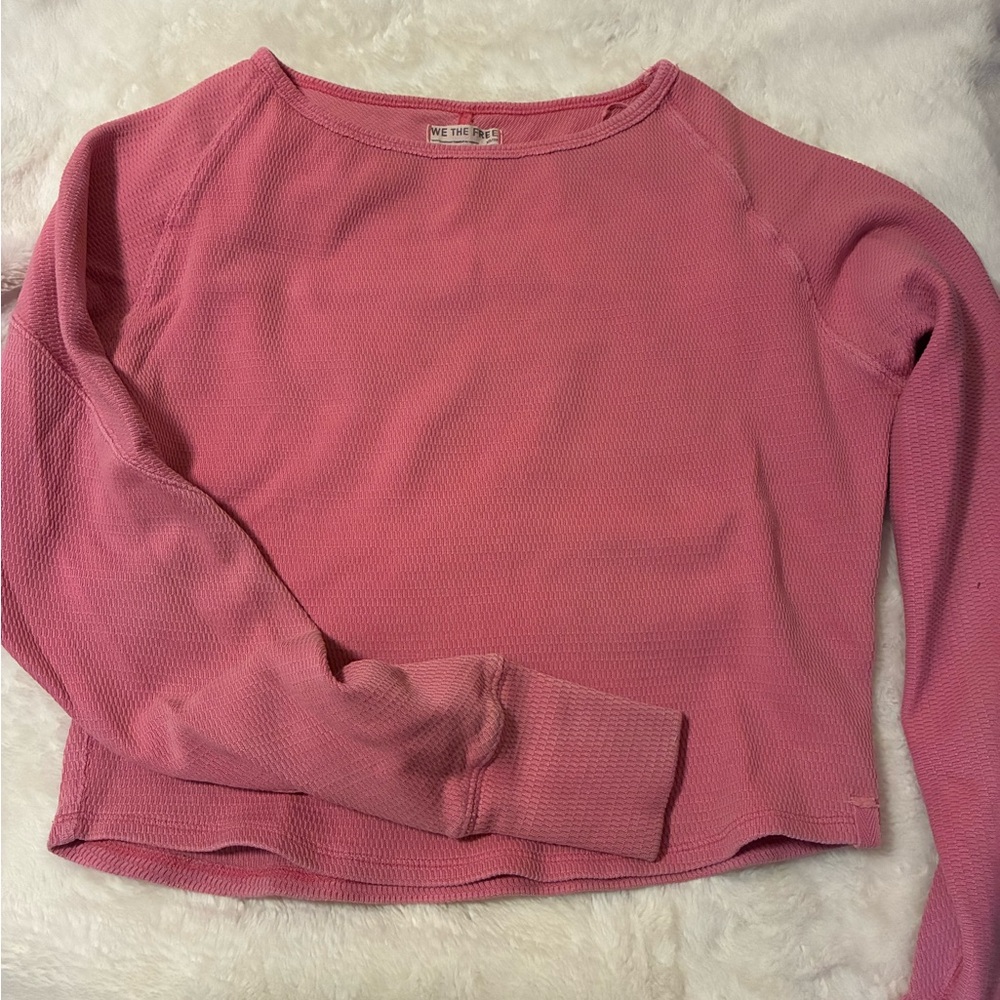 We The Free Vibrant Pink Long Sleeve Tee